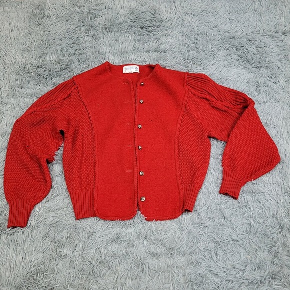 Sweaters - Deans of Scotland Sweater Womens Large Red Cardigan Long Sleeve Button Up Casual